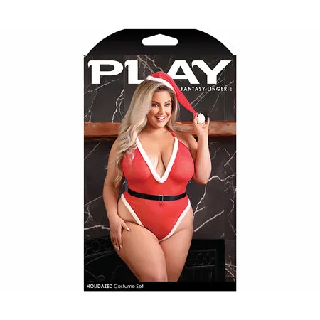 Fantasy Lingerie Couples Fantasy Lingerie Play Holidazed Sheer Sparkle Mesh Teddy with Faux Fur Trim Belt Santa Hat Red 1XL2XL Fantasy Lingerie Couples Fantasy Lingerie Play Holidazed Sheer Sparkle Mesh Teddy with Faux Fur Trim Belt Santa Hat Red 1XL2XL
