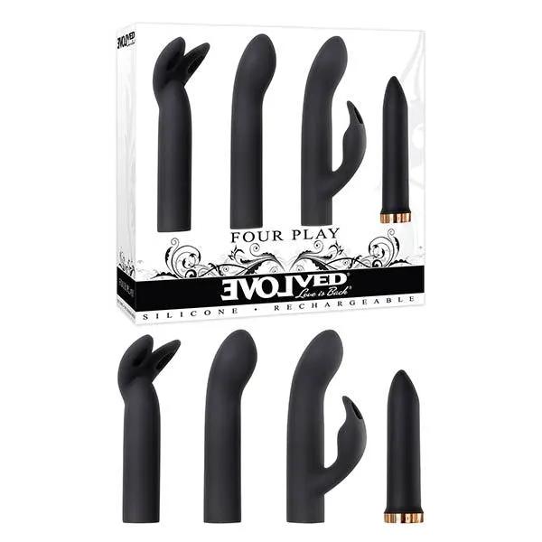 Female Sex Toys Evolved Four Play Black USB Rechargeable Bullet with 3 Sleeves ShhhWndsr Female Sex Toys Evolved Four Play Black USB Rechargeable Bullet with 3 Sleeves ShhhWndsr
