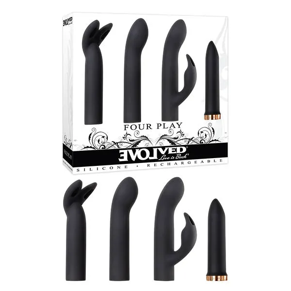 Female Sex Toys Evolved Four Play Black USB Rechargeable Bullet with 3 Sleeves ShhhWndsr Female Sex Toys Evolved Four Play Black USB Rechargeable Bullet with 3 Sleeves ShhhWndsr