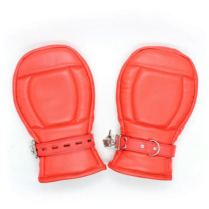 Gloves padded RED for BDSM restraint or Puppy play ShhhOb Anal