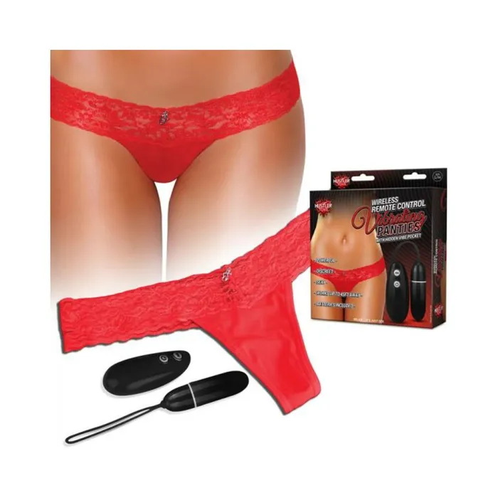 Hustler Wireless Remote Control Vibrating Panties Red ML Fairvillacom Male Sex Toys