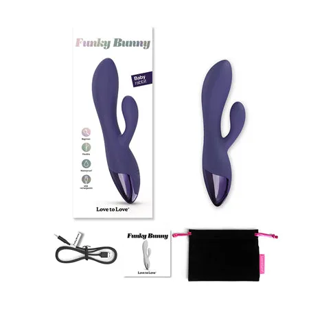 Love to Love Funky Bunny Rechargeable Baby Rabbit Silicone Dual Stimulation Vibrator Midnight Indigo Fairvillacom Vibrators