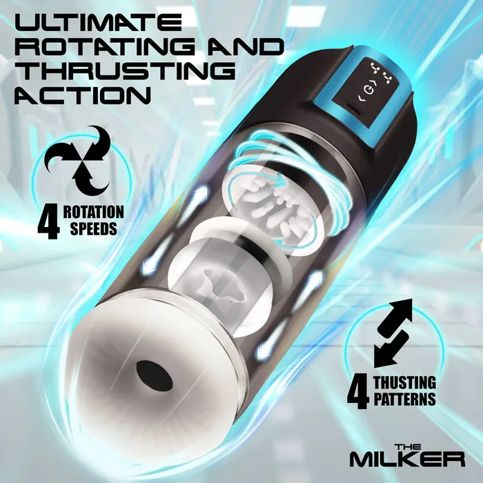 LoveBotz The Milker RotoStroke USBR Thrusting Rotating Male Masturbator ShhhWndsr Male Sex Toys