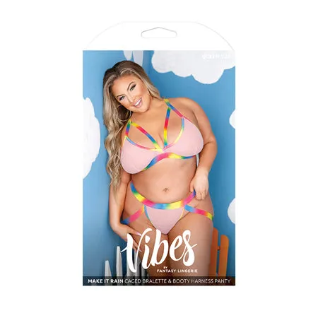 Male Sex Toys Fairvillacom Vibes Make it Rain Caged Bralette Panty wBooty Rainbow QN