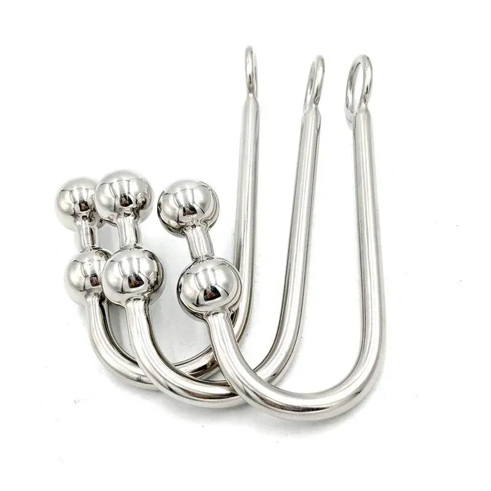Male Sex Toys ShhhOb Stainless Steel Anal Hook 230mm with double ball end