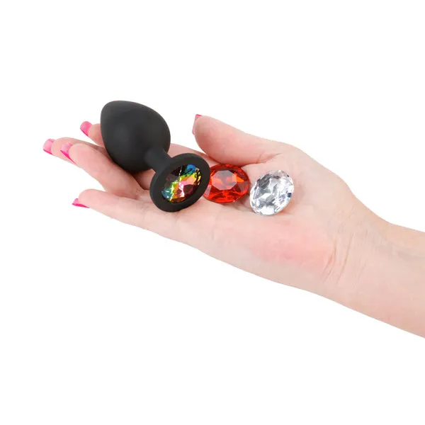 Male Sex Toys ShhhWndsr Glams Xchange Round Base Butt Plug with interchangeable Gem Inserts Medium