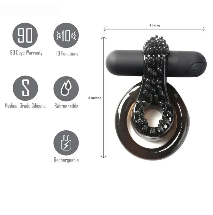 Male Sex Toys ShhhWndsr Maia Jagger Vibrating 10 speed Cock Ring Black Male Sex Toys ShhhWndsr Maia Jagger Vibrating 10 speed Cock Ring Black