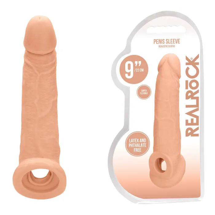 Male Sex Toys ShhhWndsr REALROCK 9 Realistic Penis Extender with Cock Rings Flesh Male Sex Toys ShhhWndsr REALROCK 9 Realistic Penis Extender with Cock Rings Flesh