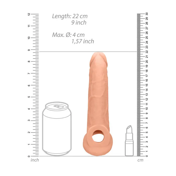 Male Sex Toys ShhhWndsr REALROCK 9 Realistic Penis Extender with Cock Rings Flesh Male Sex Toys ShhhWndsr REALROCK 9 Realistic Penis Extender with Cock Rings Flesh