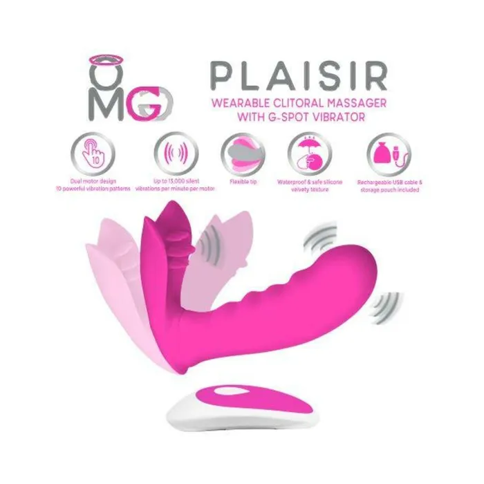 OMG Plaisir Wearable Clitoral Massager GSpot Vibrator Pink Fairvillacom Vibrators