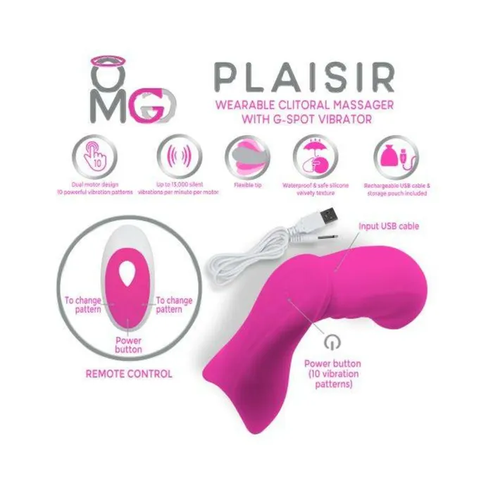 OMG Plaisir Wearable Clitoral Massager GSpot Vibrator Pink Fairvillacom Vibrators