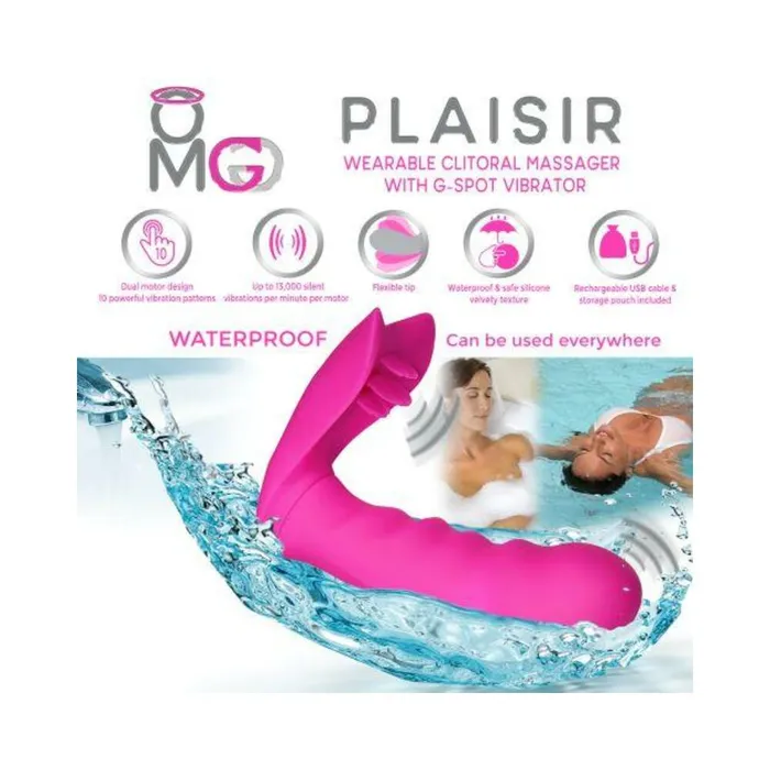OMG Plaisir Wearable Clitoral Massager GSpot Vibrator Pink Fairvillacom Vibrators
