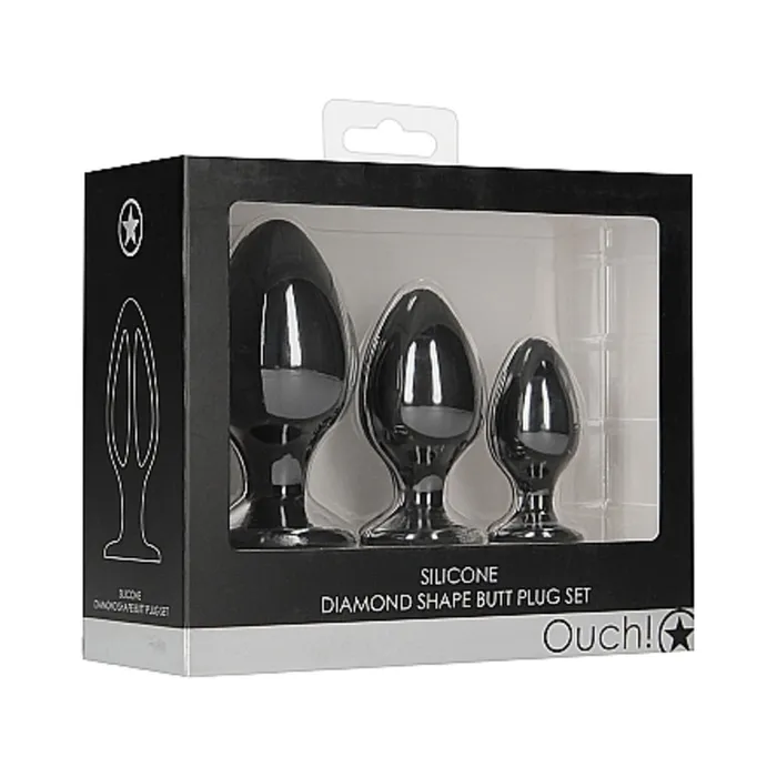 Ouchdiamond Shape Butt Plug Set Black Fairvillacom Anal