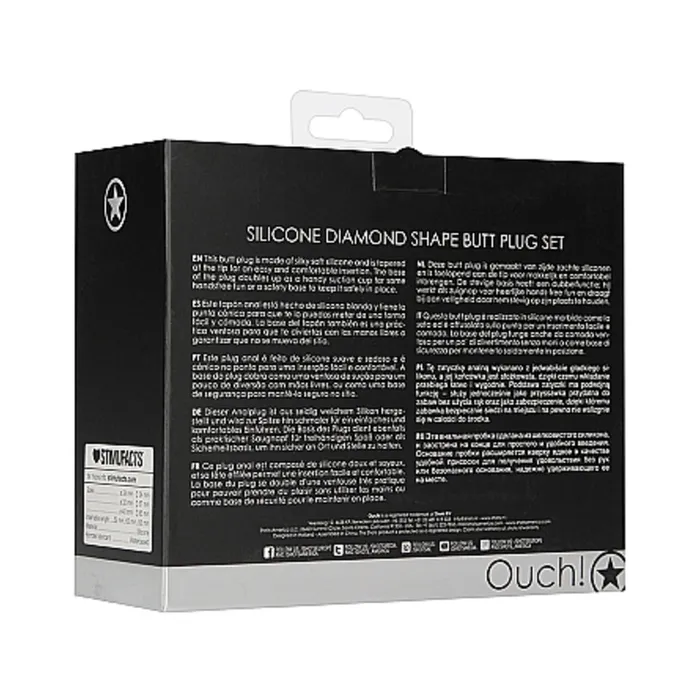 Ouchdiamond Shape Butt Plug Set Black Fairvillacom Anal