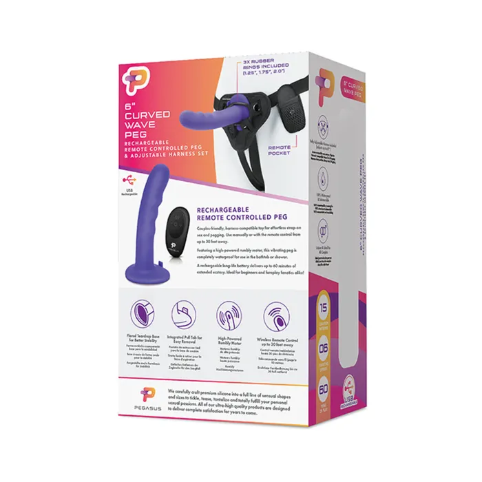 Pegasus 6 Wireless Remote Control Curved Wave Peg With Harness Purple Fairvillacom Female Sex Toys