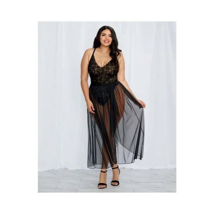 Plus Size Fairvillacom Dreamgirl Plussize Stretch Lace Teddy Sheer Mesh Maxi Skirt With Adjustable Straps Gstring Bla Plus Size Fairvillacom Dreamgirl Plussize Stretch Lace Teddy Sheer Mesh Maxi Skirt With Adjustable Straps Gstring Bla
