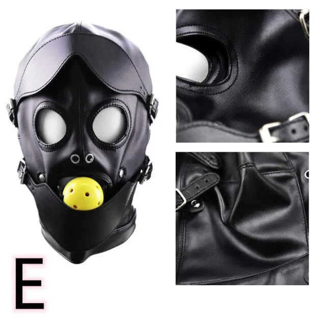 PU Leather Hood for BDSM Style E ShhhOb Restraints