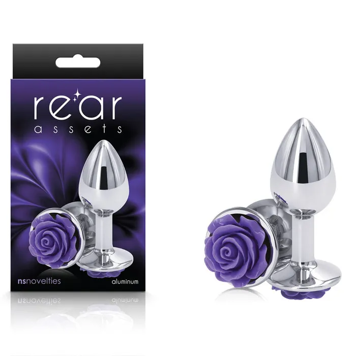 Rear Assets Butt Plug with Rose Insert Silver Small ShhhWndsr Anal