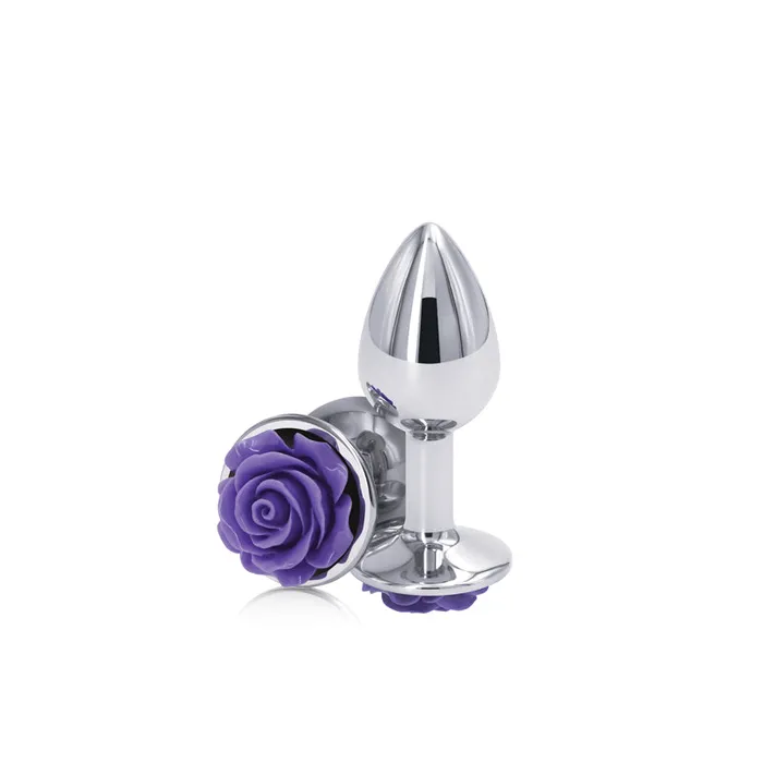 Rear Assets Butt Plug with Rose Insert Silver Small ShhhWndsr Anal