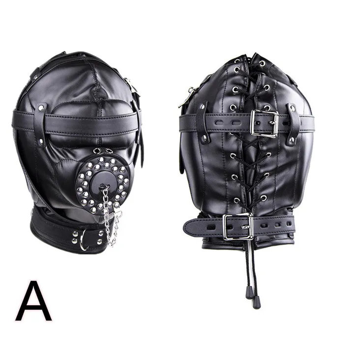ShhhOb PU Leather Hood for BDSM Style A Restraints