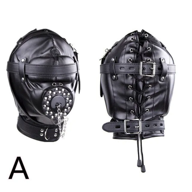 ShhhOb PU Leather Hood for BDSM Style A Restraints