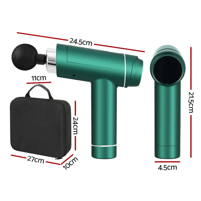 ShhhSof Everfit 30 Speed Massage Gun 6 Head Vibration Muscle Massager Percussion Relief Green Vibrators