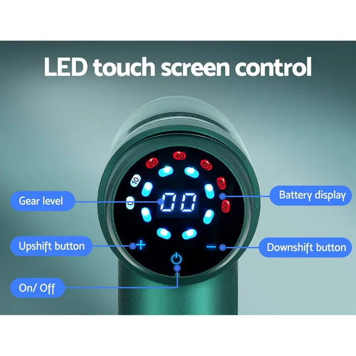 ShhhSof Everfit 30 Speed Massage Gun 6 Head Vibration Muscle Massager Percussion Relief Green Vibrators