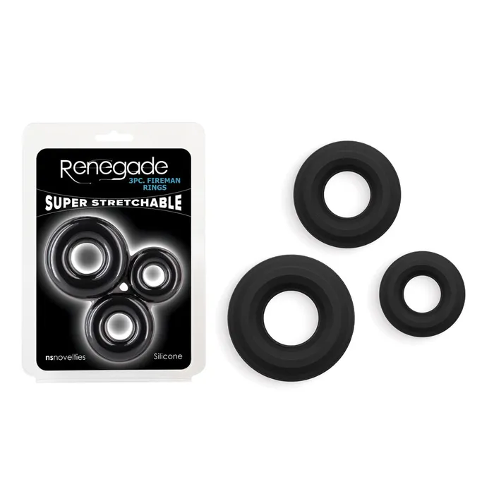 ShhhWndsr Male Sex Toys Renegade 3pc Fireman Cock Rings Set of 3 Sizes