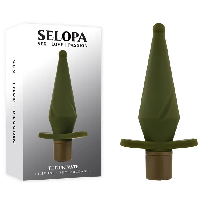 ShhhWndsr Male Sex Toys Selopa THE PRIVATE Tapered Vibrating Anal Plug Army Green