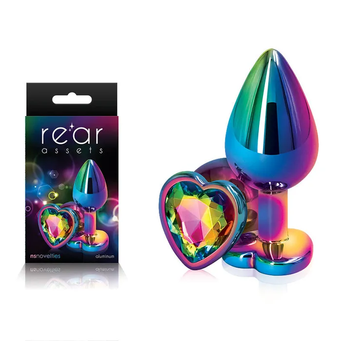 ShhhWndsr Rear Assets Multi Heart Multi Medium Metal Butt Plug with Rainbow Heart Gem Base Anal ShhhWndsr Rear Assets Multi Heart Multi Medium Metal Butt Plug with Rainbow Heart Gem Base Anal