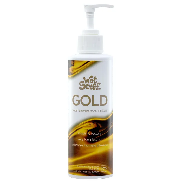 ShhhWndsr Sexual Health Wellbeing Wet Stuff Gold 270g Pump Water Based Lubricant 270 gram Pump Bottle ShhhWndsr Sexual Health Wellbeing Wet Stuff Gold 270g Pump Water Based Lubricant 270 gram Pump Bottle