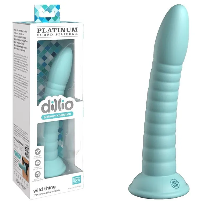 ShhhWndsr Vibrators Dillio Platinum Wild Thing Teal Teal 178 cm 7 Dong