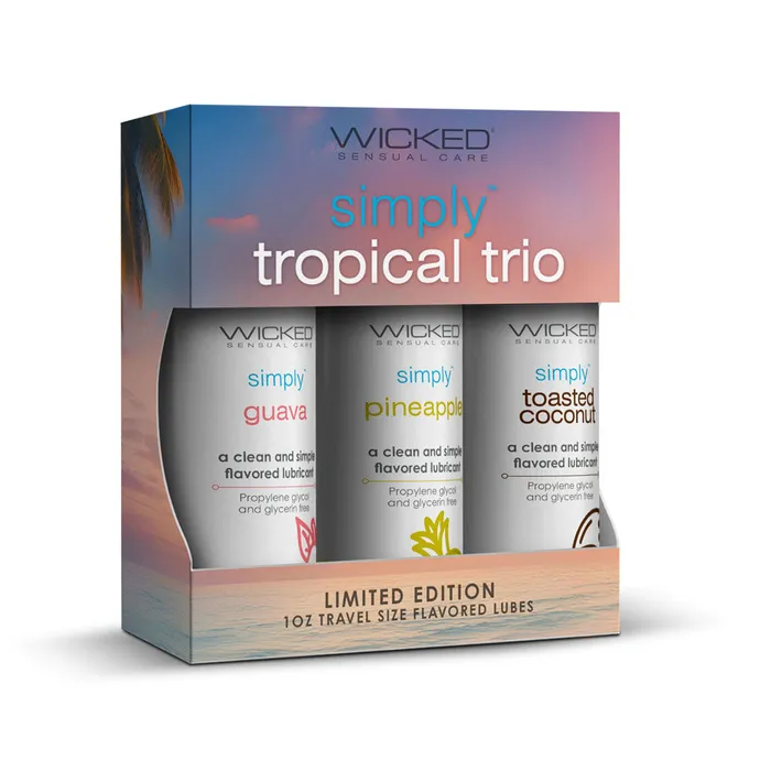 ShhhWndsr Wicked Simply Tropical Trio Flavoured Water Based Lube Set of 3 x 30 ml Bottles Anal ShhhWndsr Wicked Simply Tropical Trio Flavoured Water Based Lube Set of 3 x 30 ml Bottles Anal