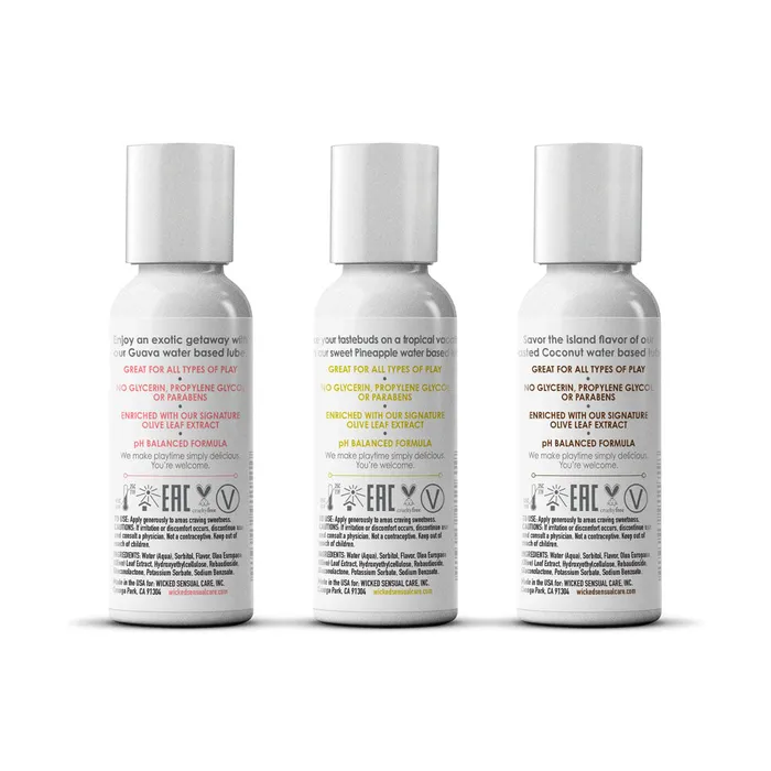 ShhhWndsr Wicked Simply Tropical Trio Flavoured Water Based Lube Set of 3 x 30 ml Bottles Anal ShhhWndsr Wicked Simply Tropical Trio Flavoured Water Based Lube Set of 3 x 30 ml Bottles Anal