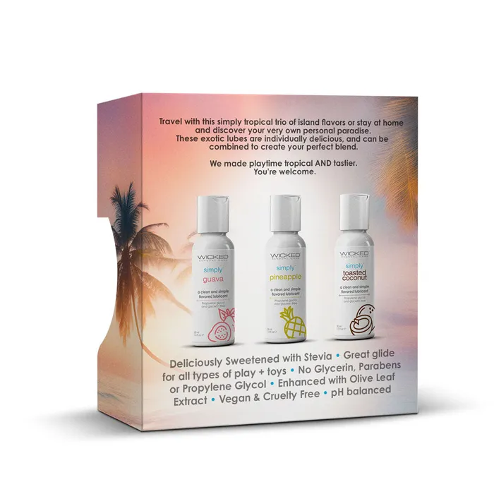 ShhhWndsr Wicked Simply Tropical Trio Flavoured Water Based Lube Set of 3 x 30 ml Bottles Anal ShhhWndsr Wicked Simply Tropical Trio Flavoured Water Based Lube Set of 3 x 30 ml Bottles Anal
