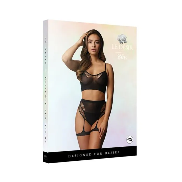 Shots Le Desir 2piece Bra Set With Garters Black Os Fairvillacom Anal