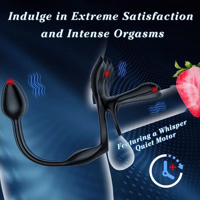 VelvetEth Vibrating Cock Ring with Anal Plug KERERO Male Sex Toys