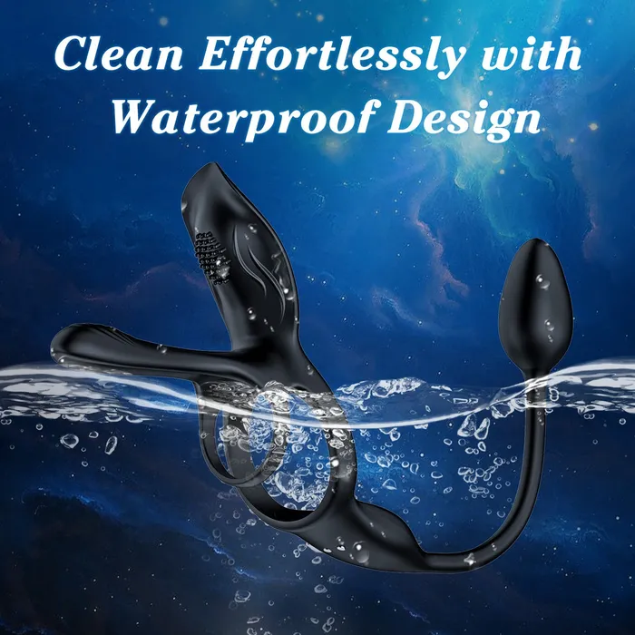 VelvetEth Vibrating Cock Ring with Anal Plug KERERO Male Sex Toys