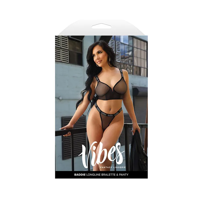 VIBES BADDIE Longline Bralette Panty SM Black ShhhWndsr Vibrators VIBES BADDIE Longline Bralette Panty SM Black ShhhWndsr Vibrators