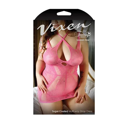 Vibrators Fairvillacom Vixen Multiway Strap Net Lace Dress Pink QN