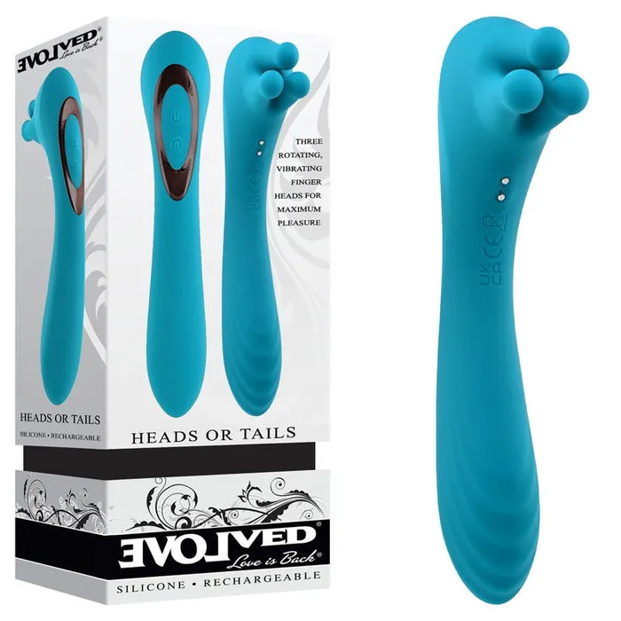 Vibrators ShhhWndsr Evolved HEADS OR TAILS Pussy Massage Vibe Teal