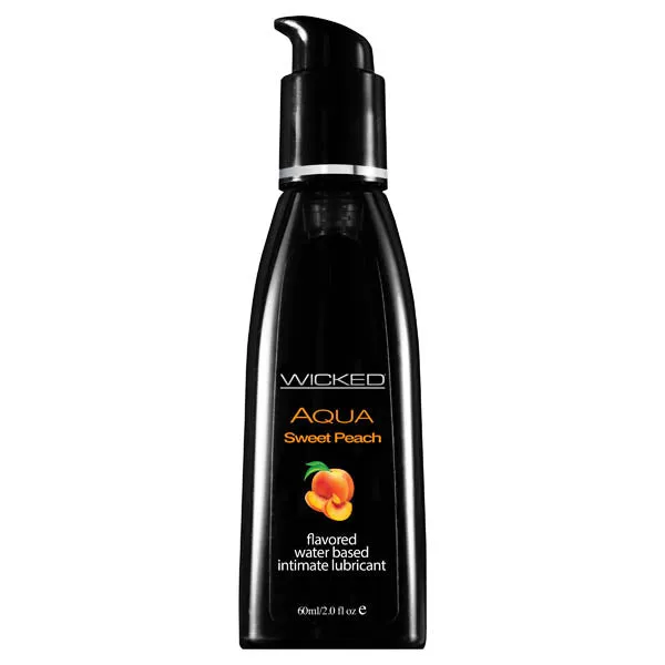 Wicked Aqua Sweet Peach Sweet Peach Flavoured Water Based Lubricant 60 ml 2 oz Bottle ShhhWndsr Vibrators