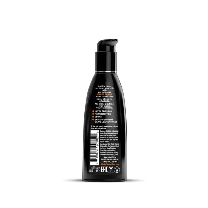 Wicked Aqua Sweet Peach Sweet Peach Flavoured Water Based Lubricant 60 ml 2 oz Bottle ShhhWndsr Vibrators Wicked Aqua Sweet Peach Sweet Peach Flavoured Water Based Lubricant 60 ml 2 oz Bottle ShhhWndsr Vibrators